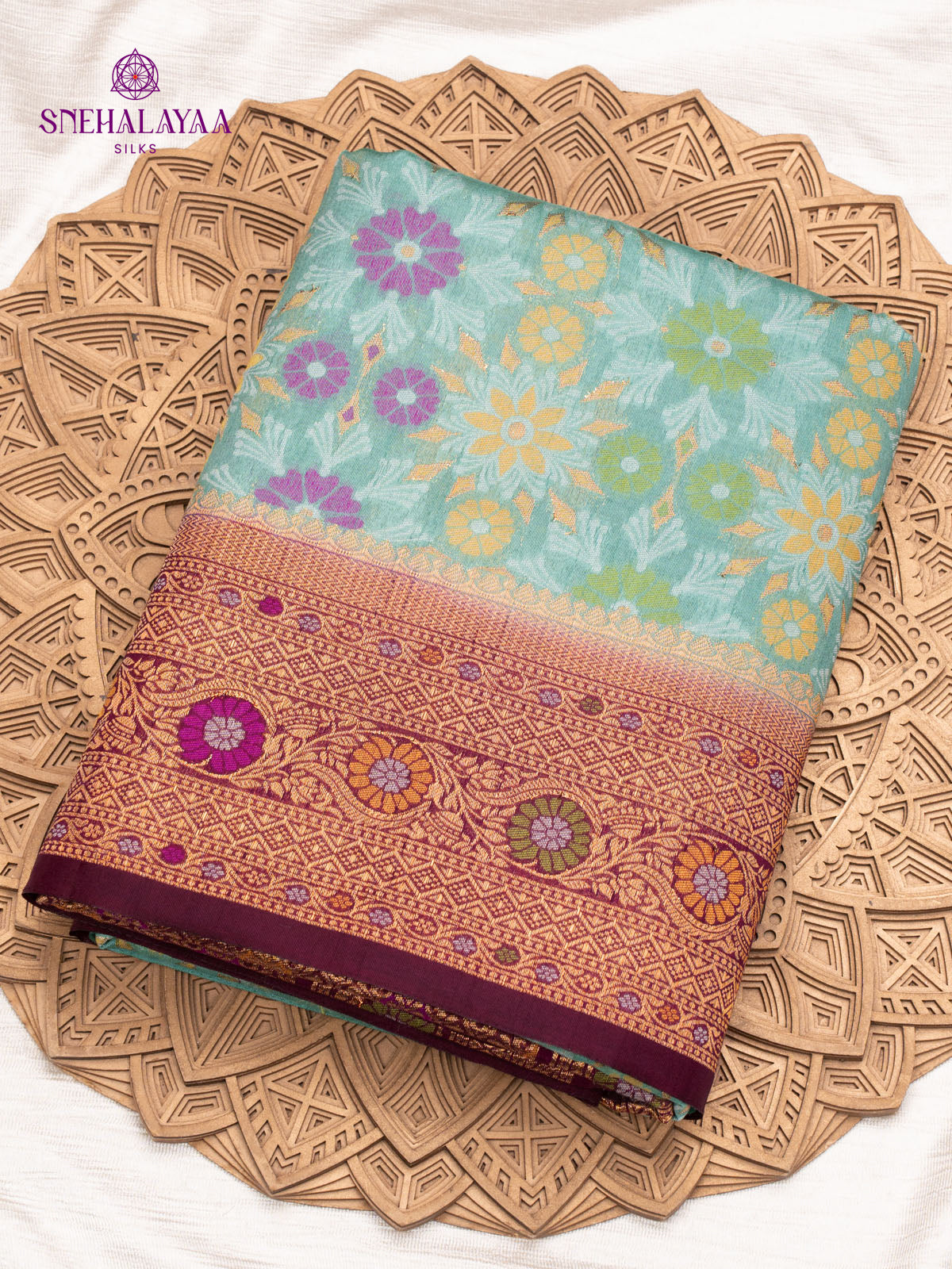 Teal Blue Ikat Silk Saree