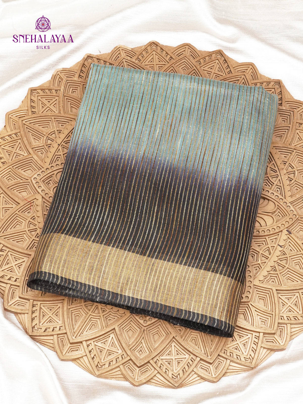 Teal Blue Bamboo Silk Saree