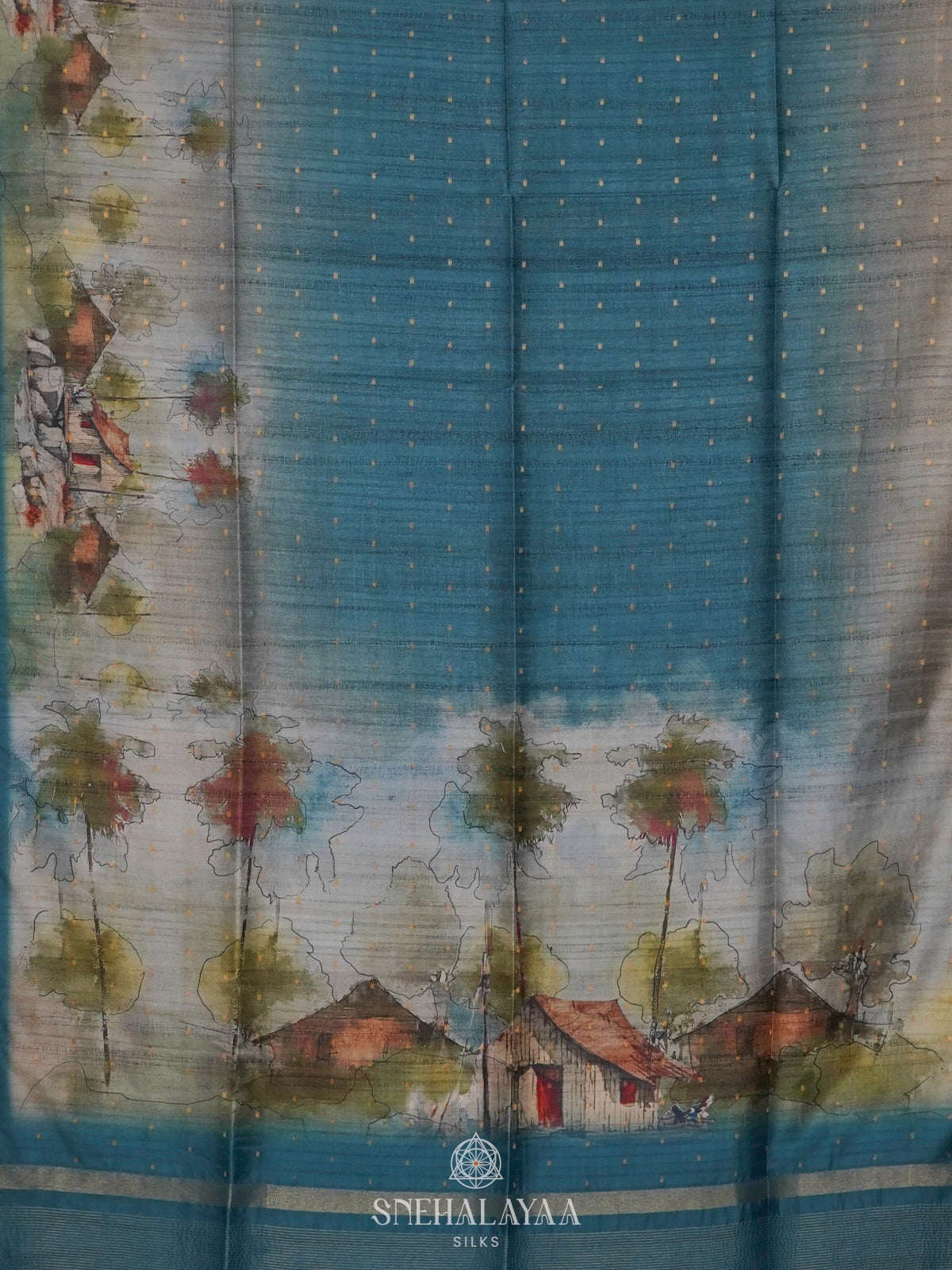 Teal Green Tussar Saree