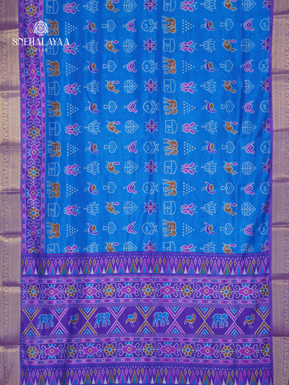 Rich Blue Ikat Saree