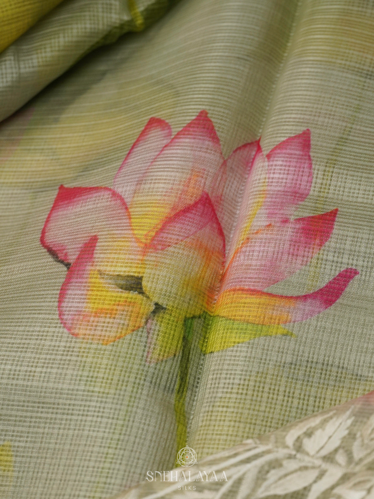 Pale Green Kota Embroidery Saree