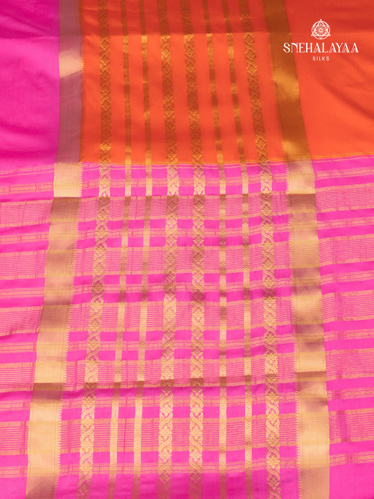 Orange Mysore Silk Saree
