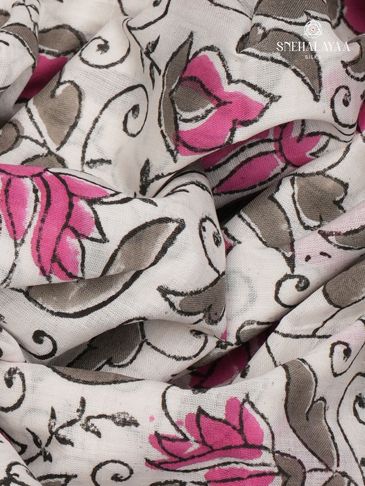 White Jaipur Cotton Saree