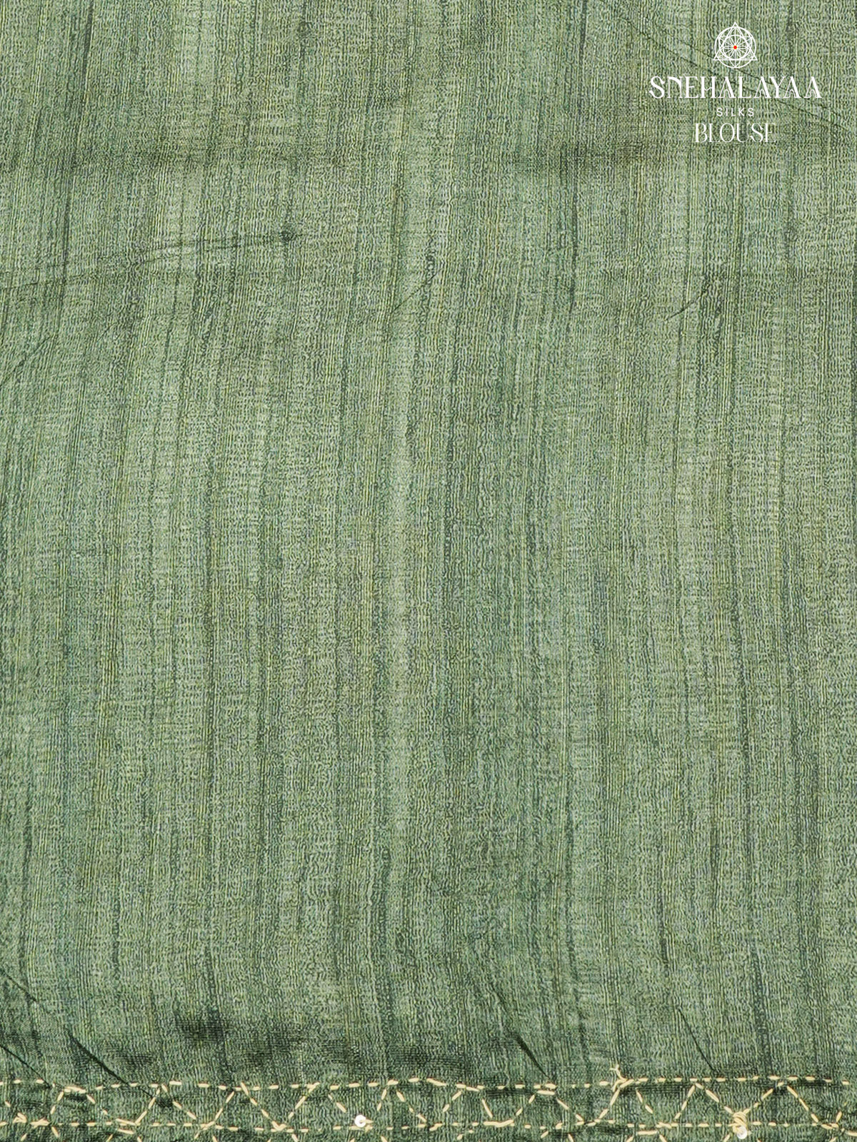 Olive Green Tussar Embroidery Saree