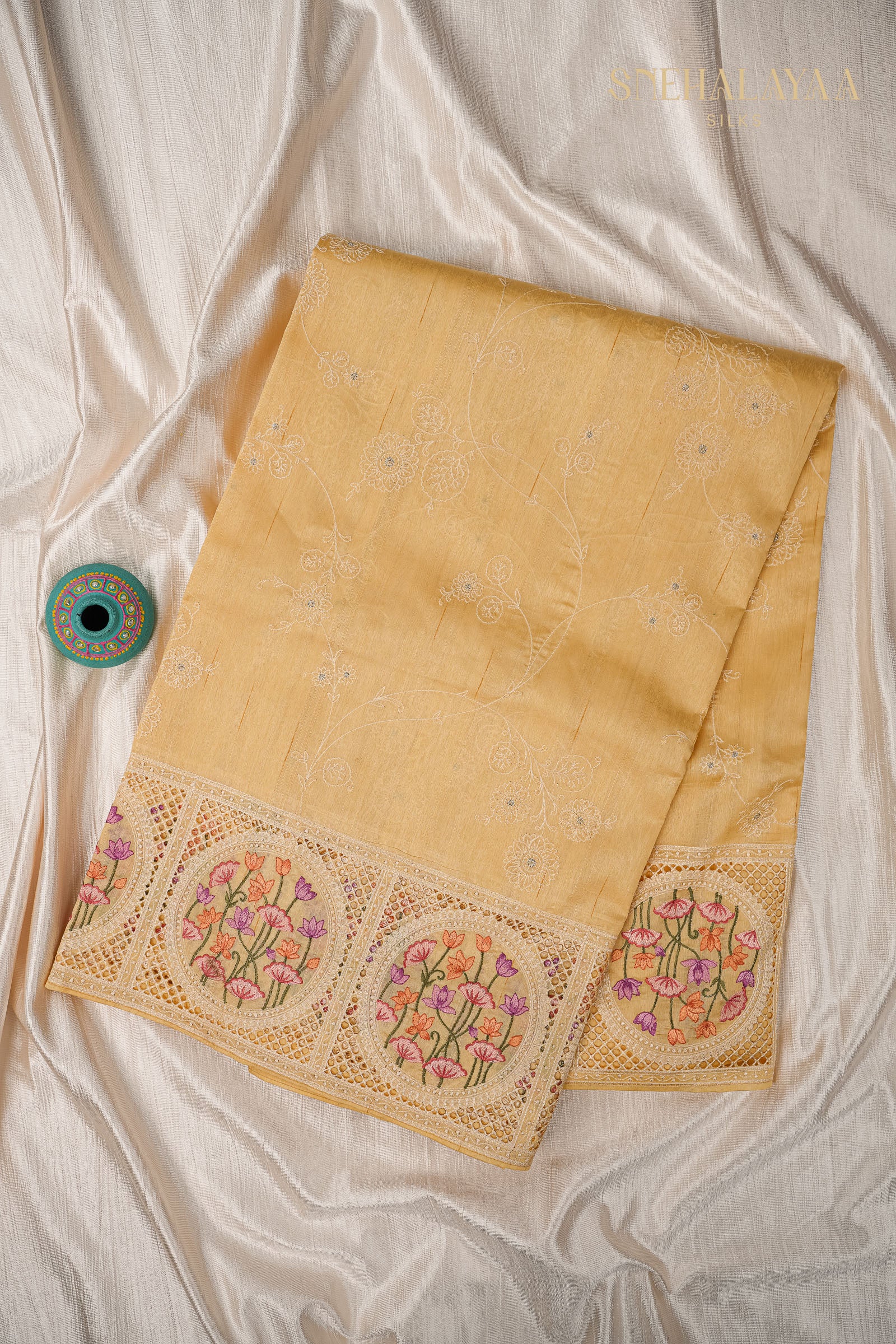 Beige Raw Silk Saree