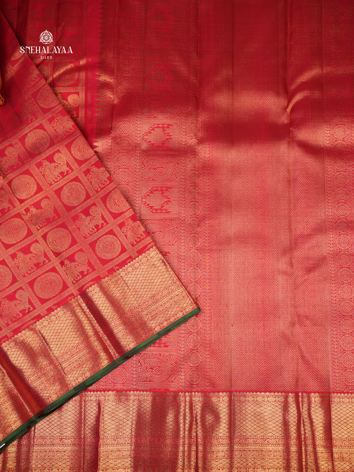 Rust Orange Kanjivaram Silk Saree