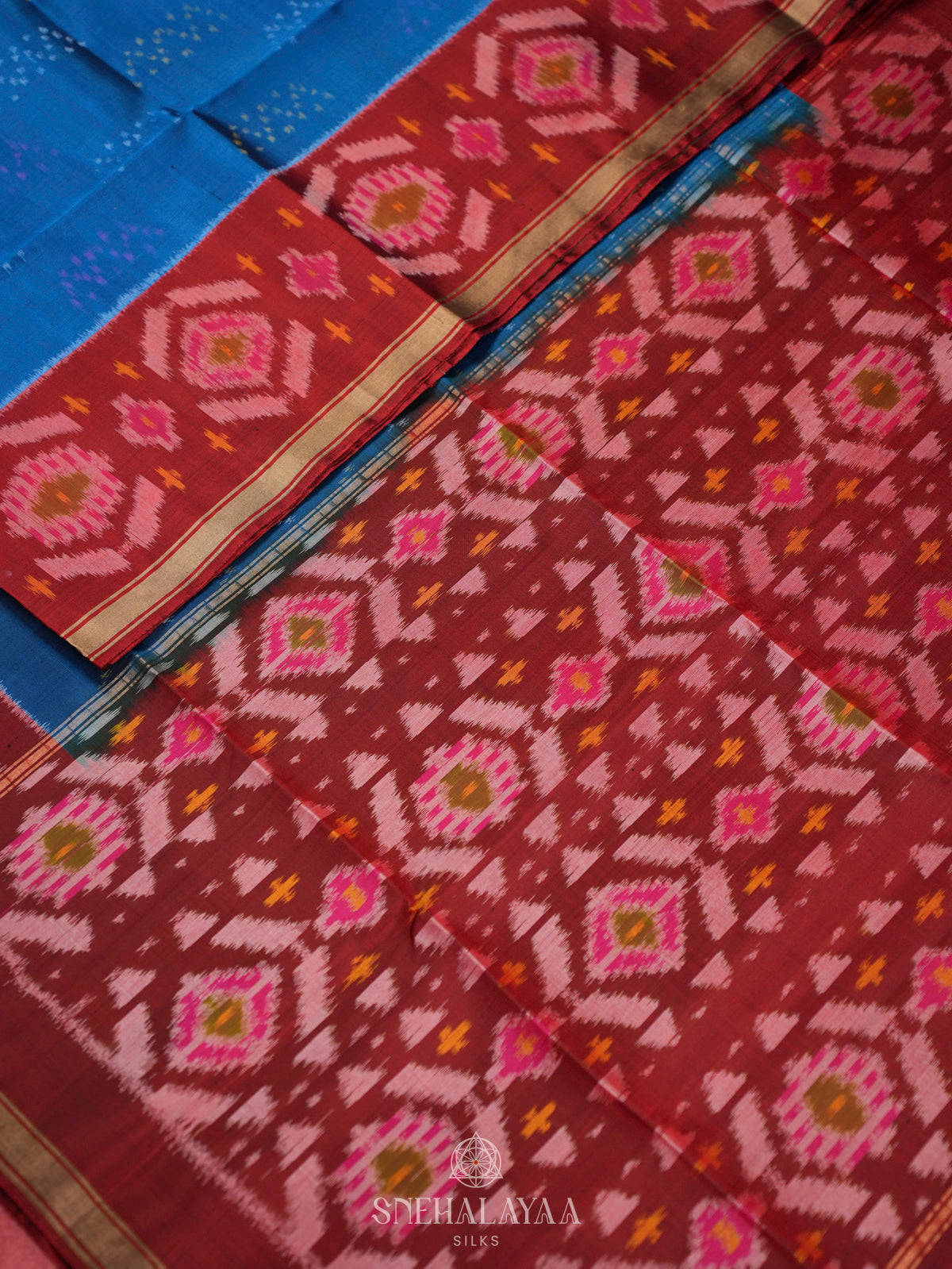 Blue Ikat Soft Silk Saree