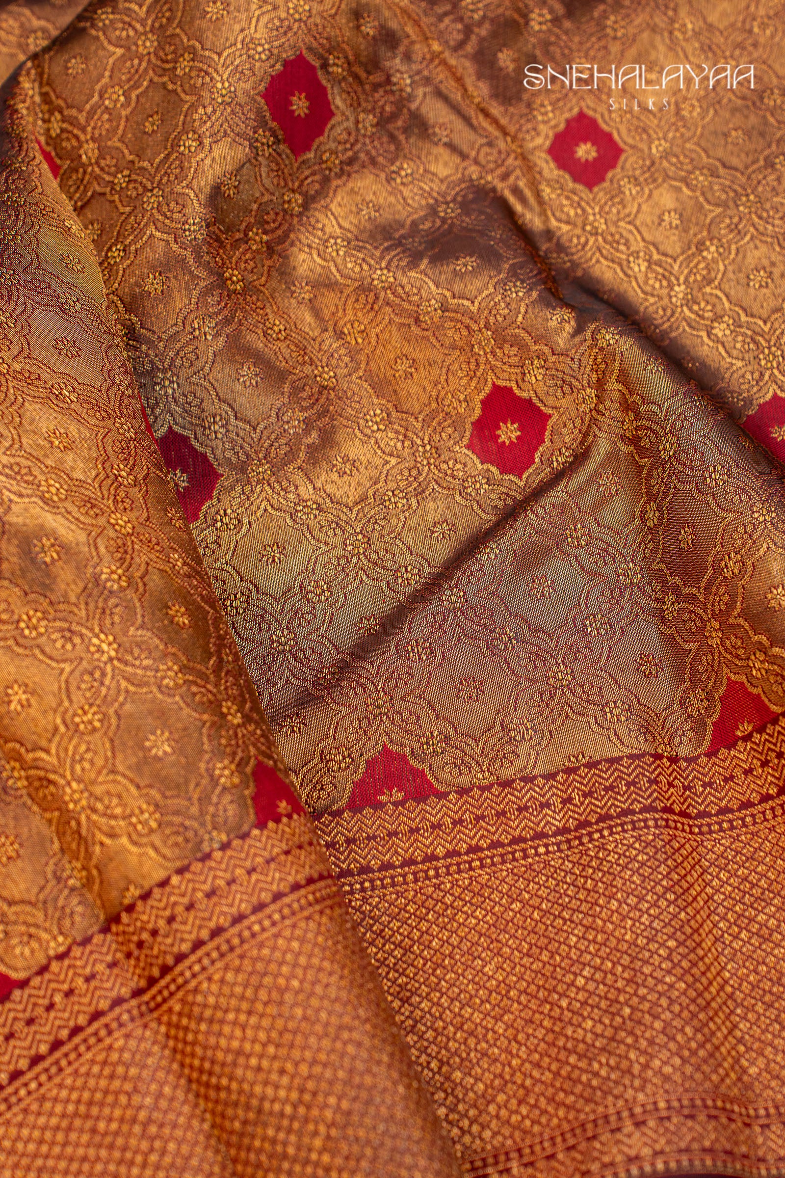 Chocolate Brown Kancheevaram Silk Saree