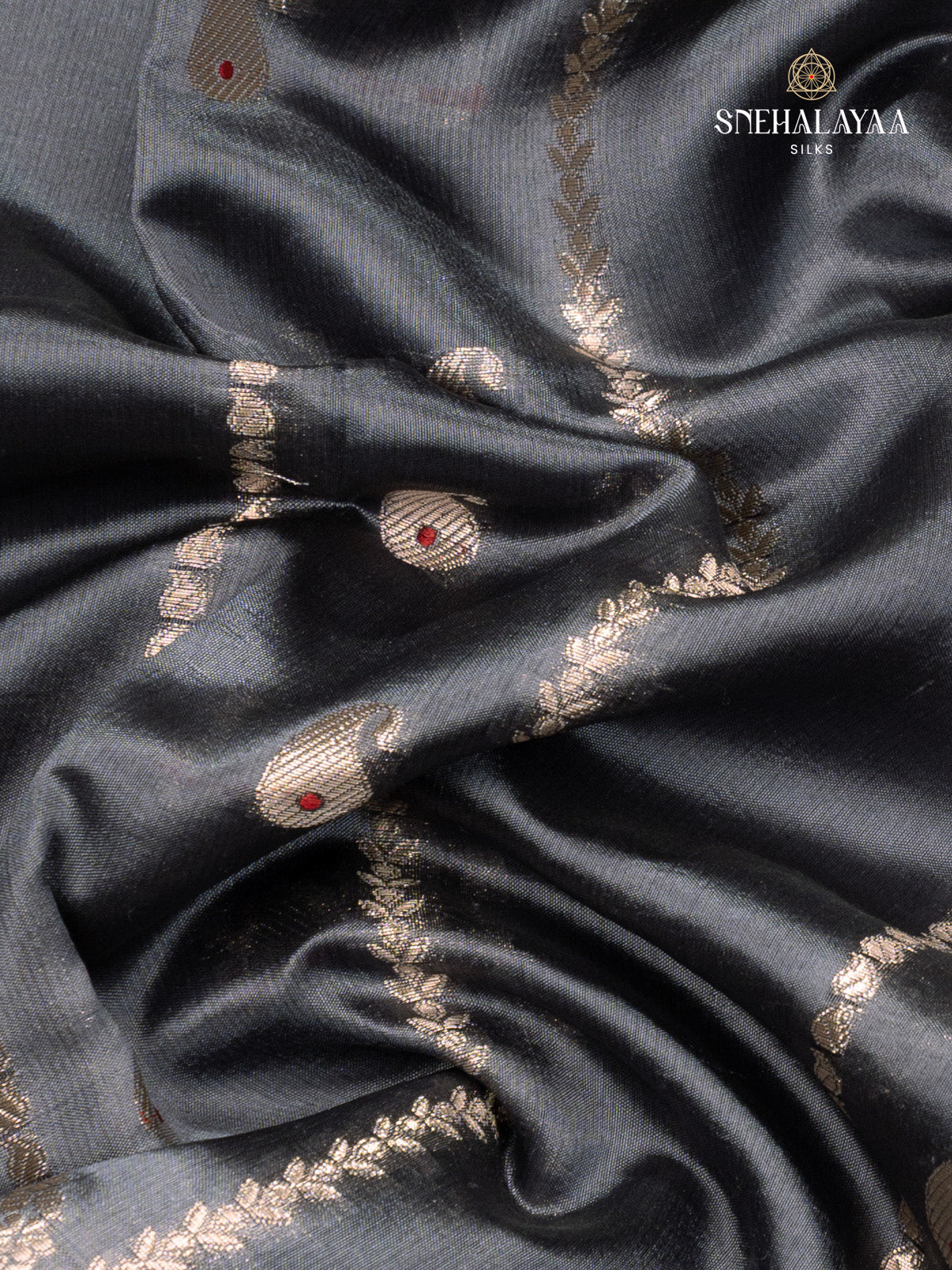 Grey Banaras Dupion Saree