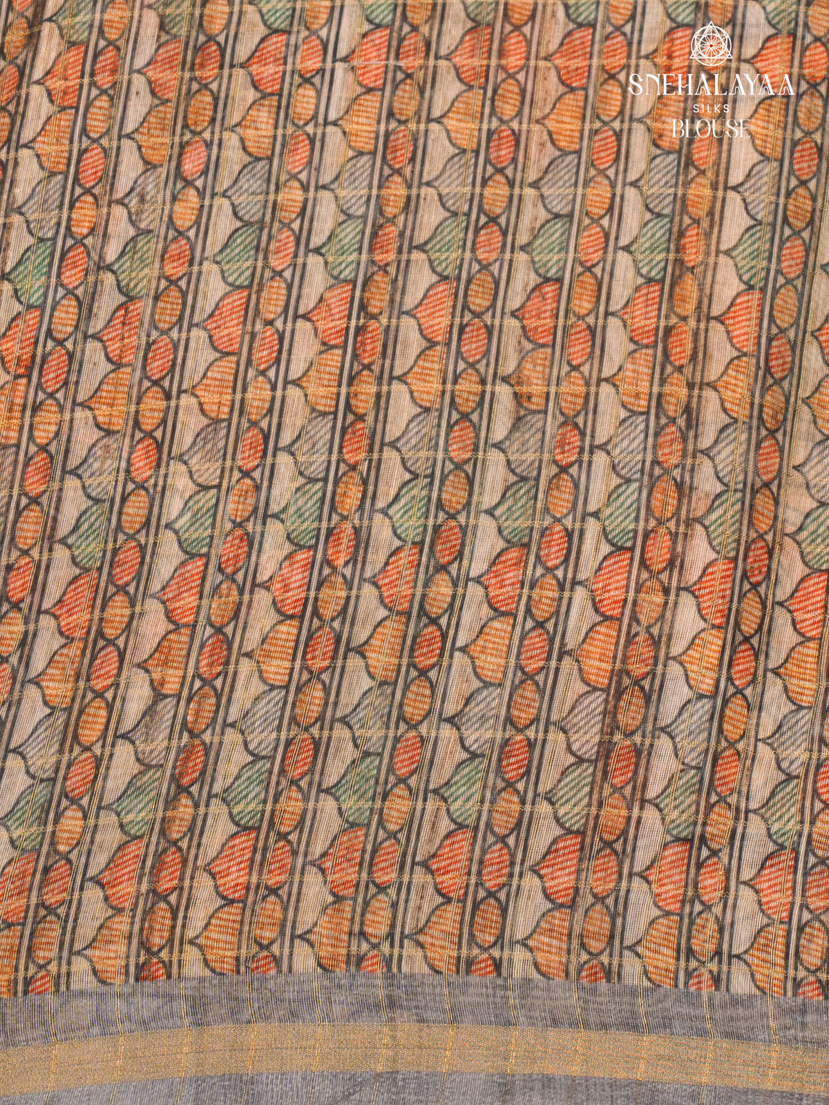 Grey Madhubani Saree