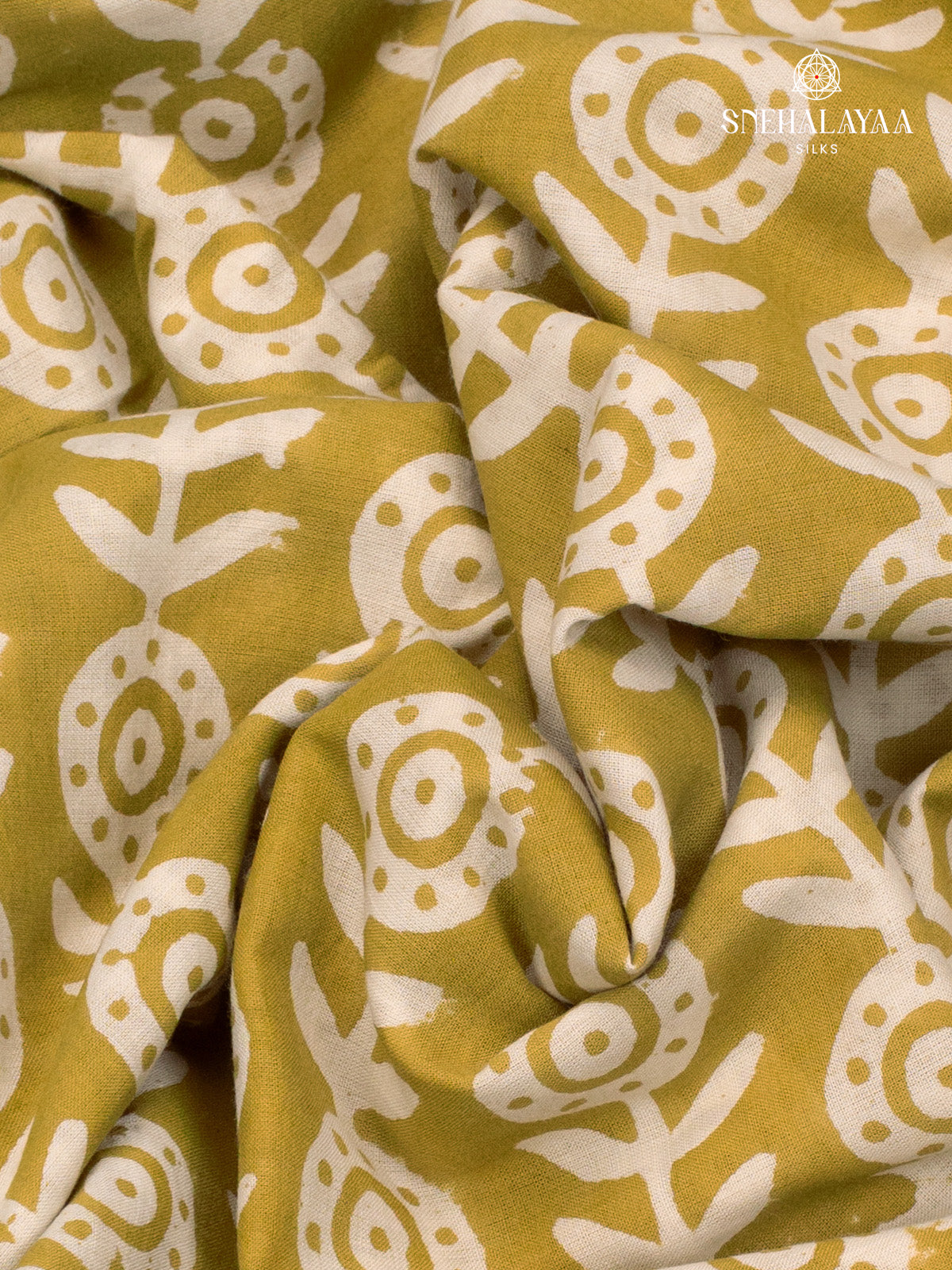 Mustard Green Jaipur Cotton Saree