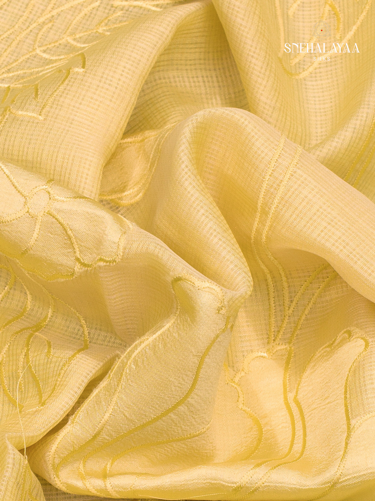 Yellow Kota Embroidery Saree