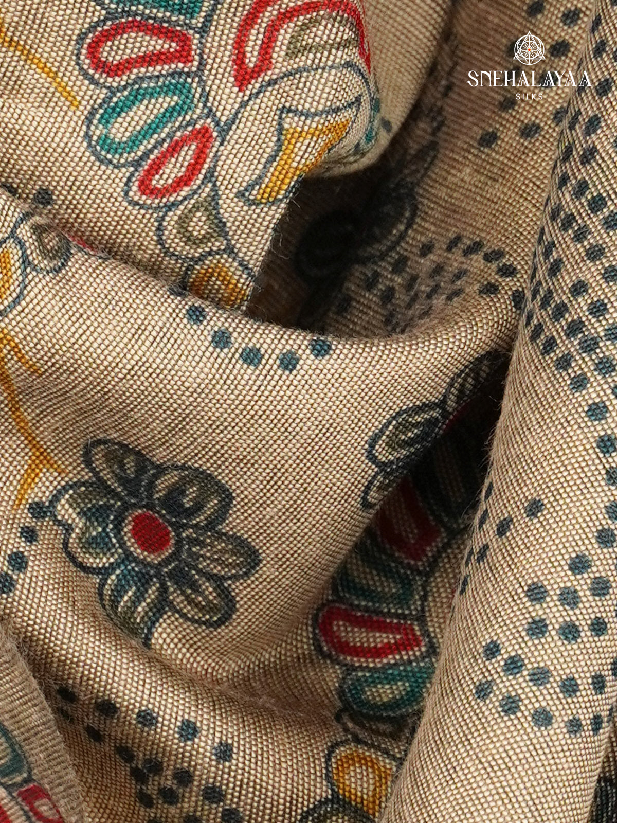 Beige With Teal Blue Border Munga Tussar Saree