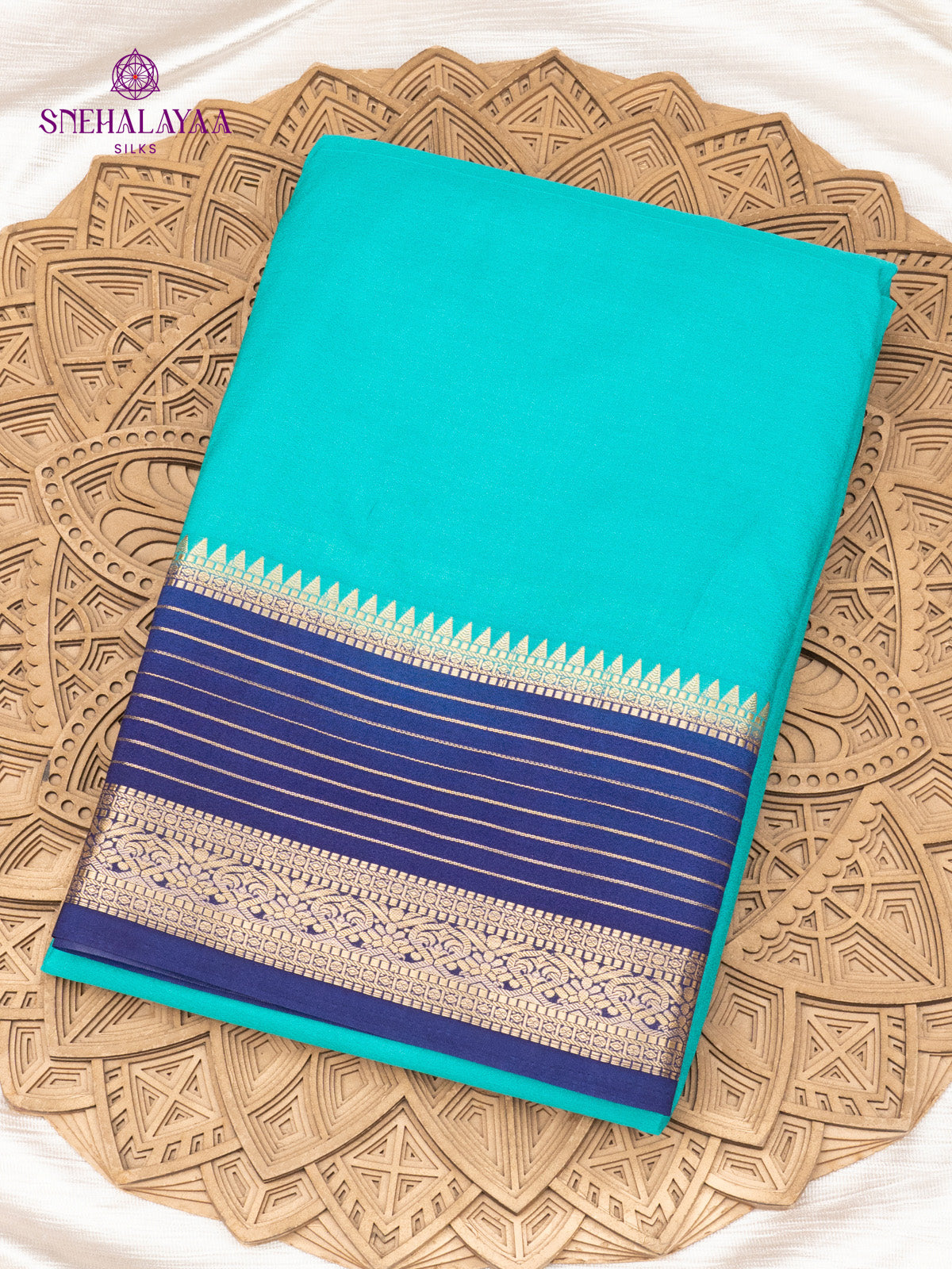 Ocean Blue Mysore Silk Saree