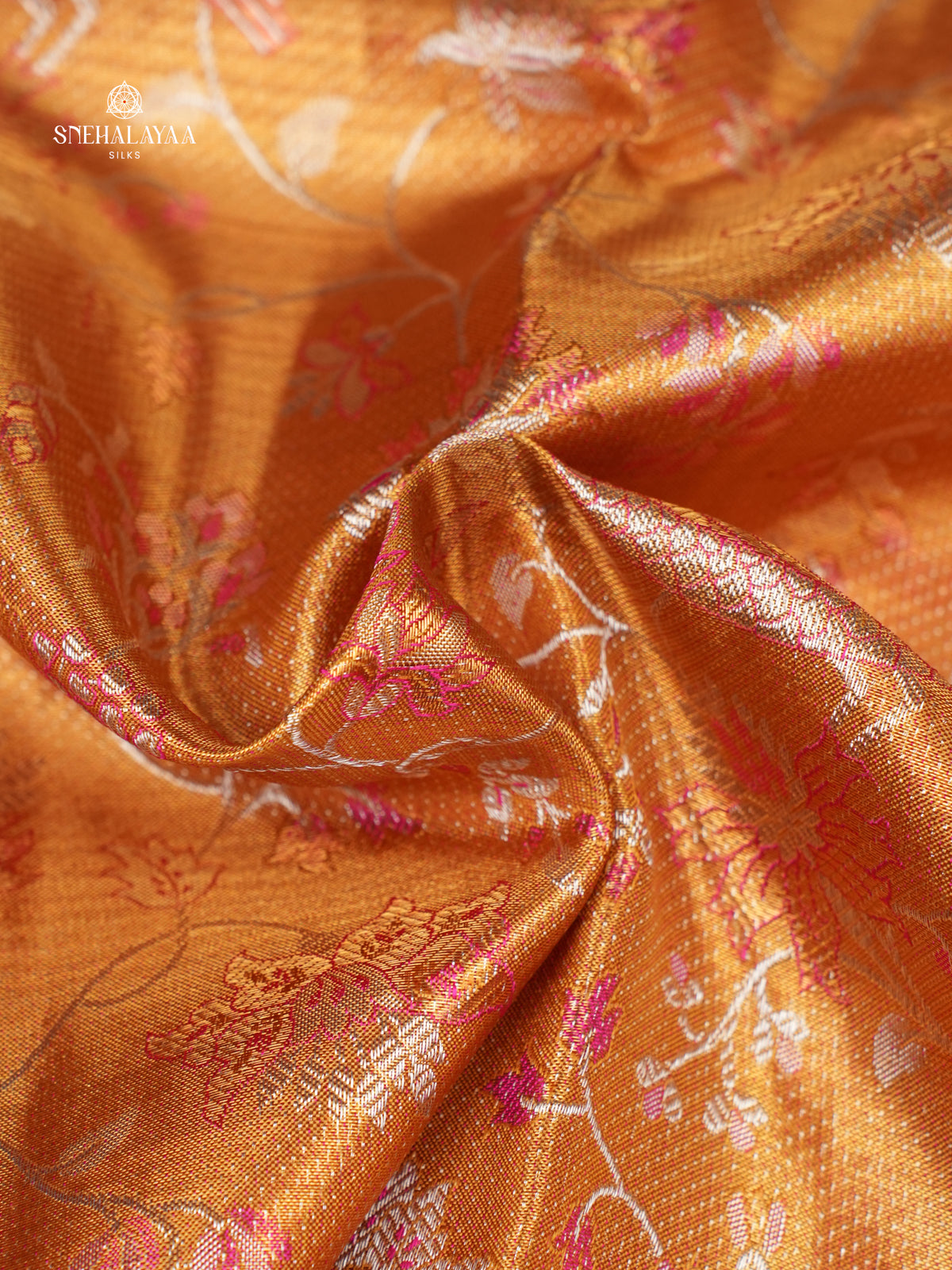 Orange Kanjivaram silk saree