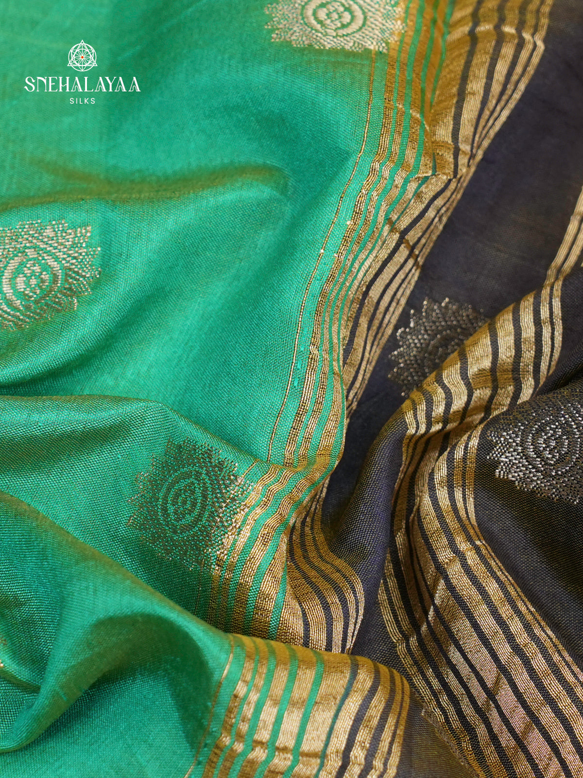 Teal Green Raw Silk Saree