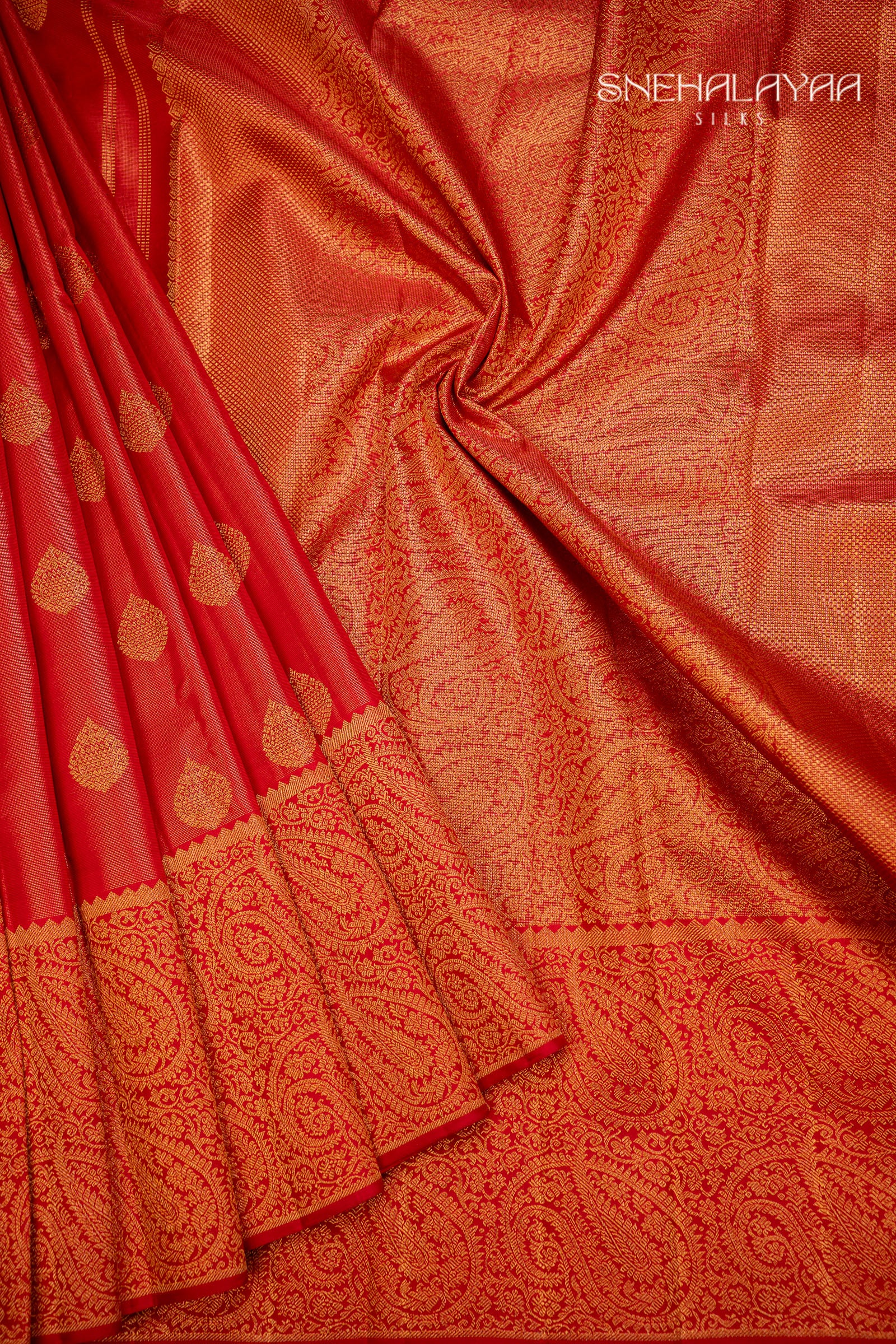 Rose Red Kancheevaram Silk Saree