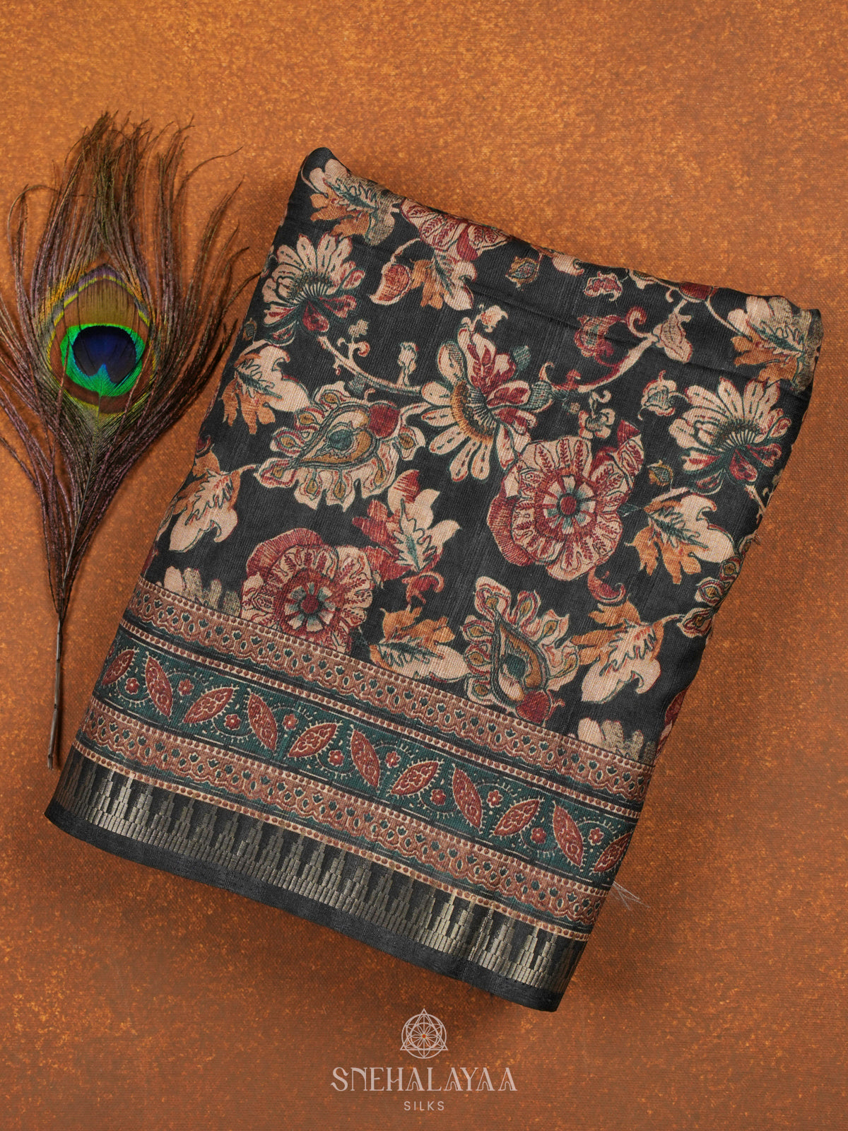 Black Tussar Saree