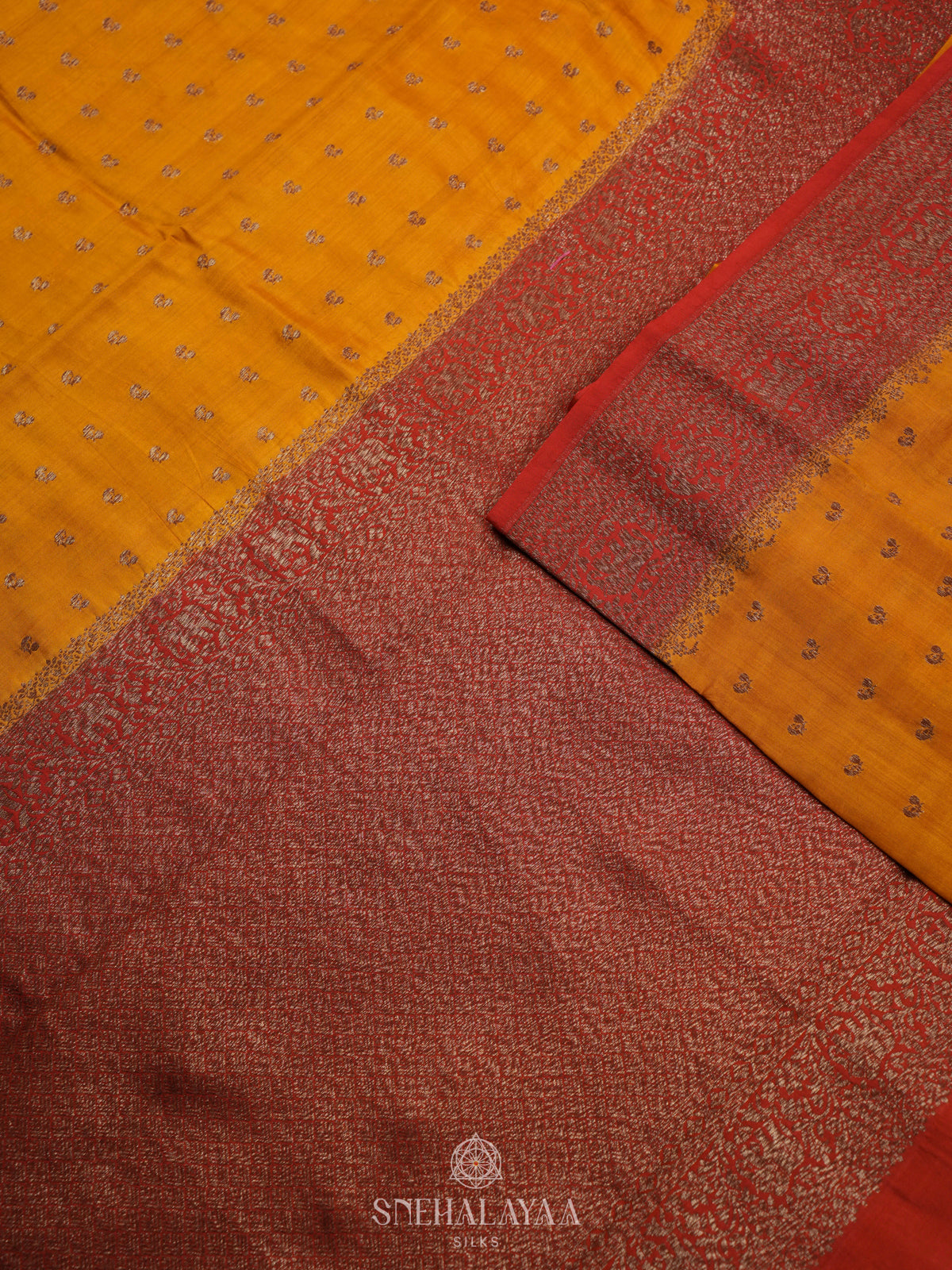 Mustard Banaras Raw Silk Saree