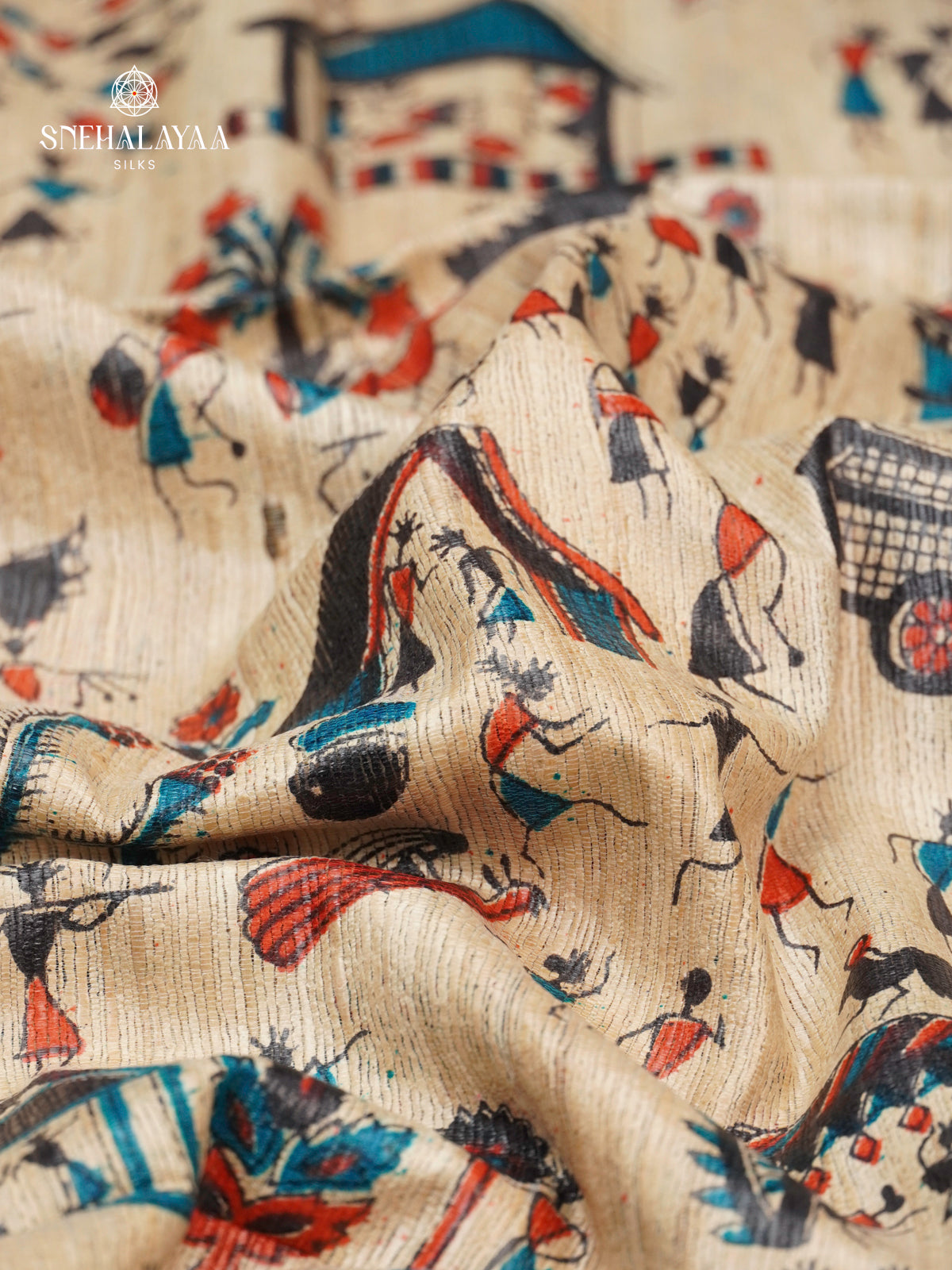 Beige Madhubani Printed Saree