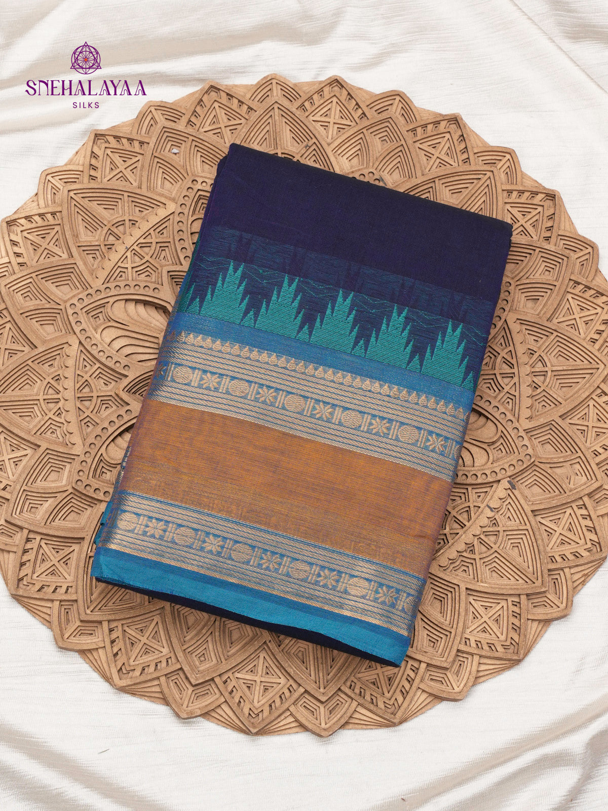 Navy Blue Chettinad Cotton Saree