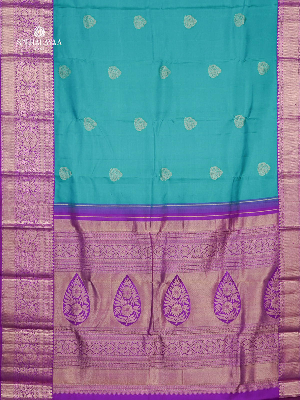 Peacock Blue Kanjivaram Silk Saree
