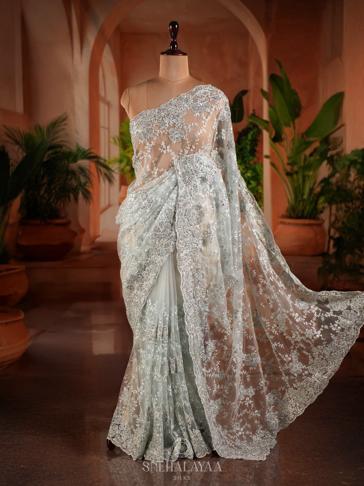 Pale Blue Designer Saree