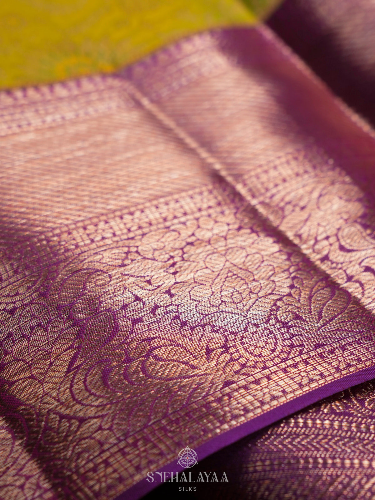 Lime Green Kanjivaram Silk Saree