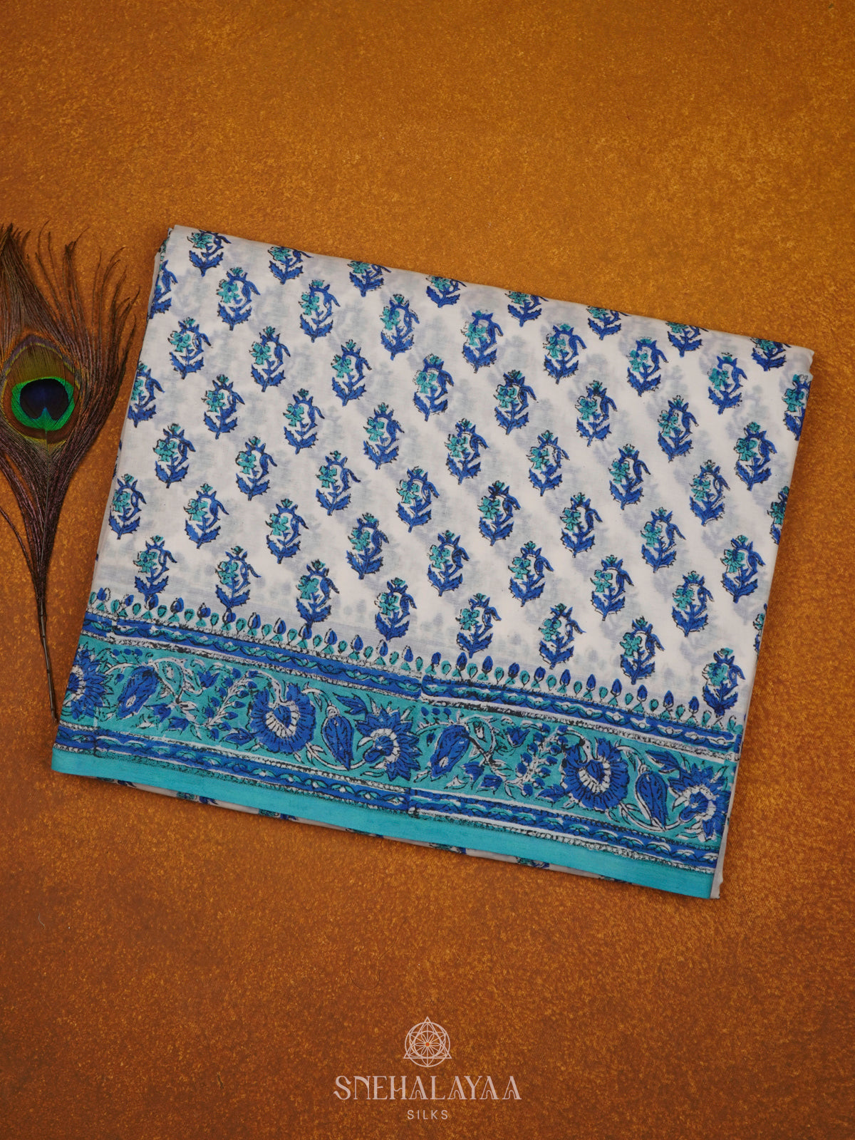 White Jaipur Cotton Saree