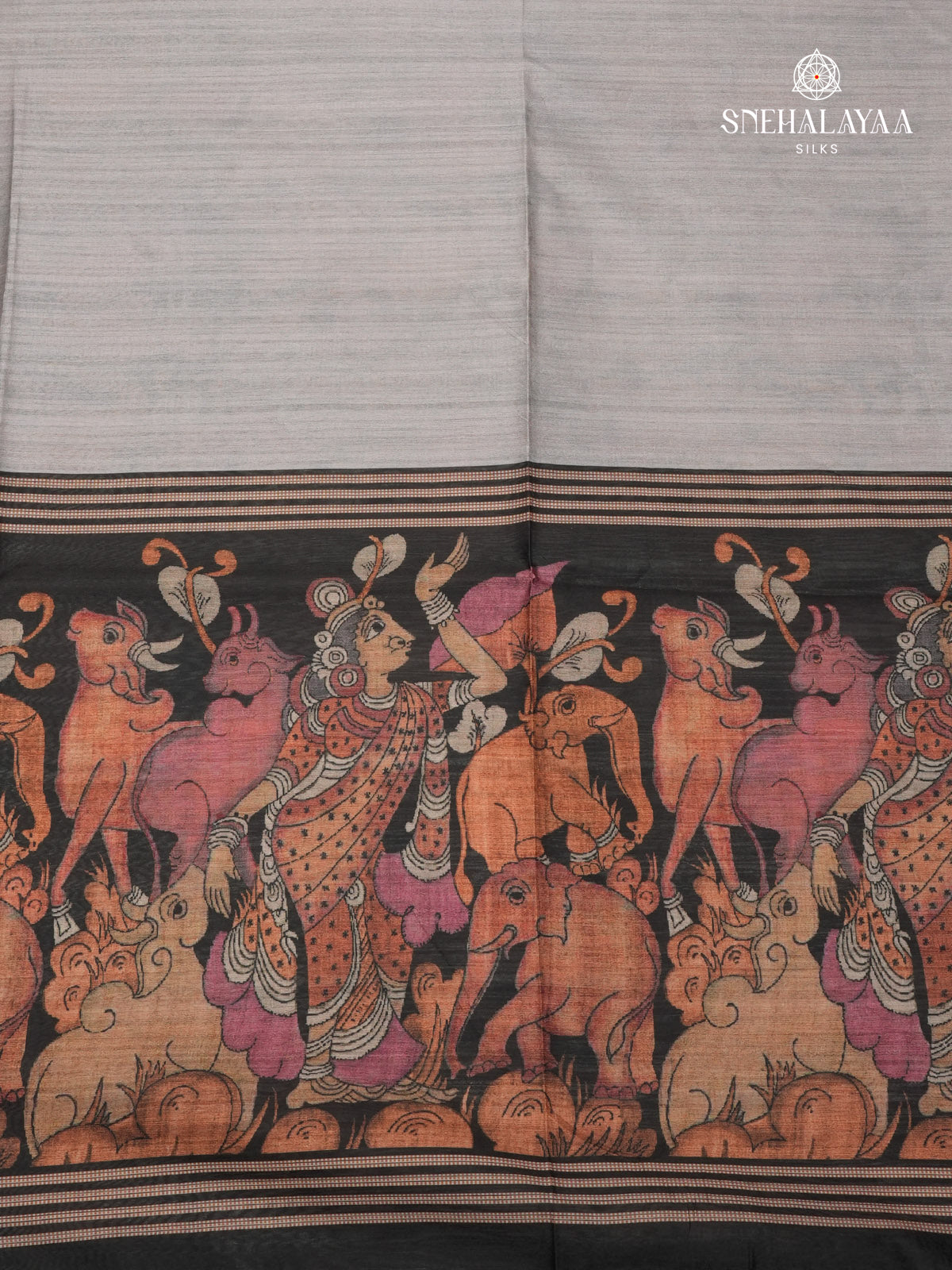Grey Kalamkari Tussar Saree