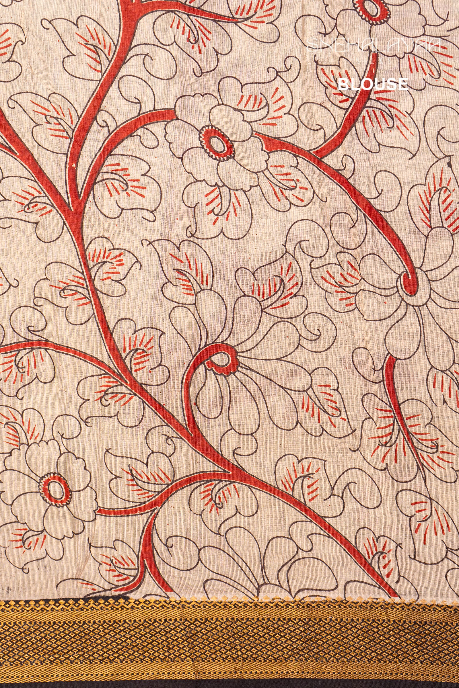 Cream Kalamkari Silk Saree