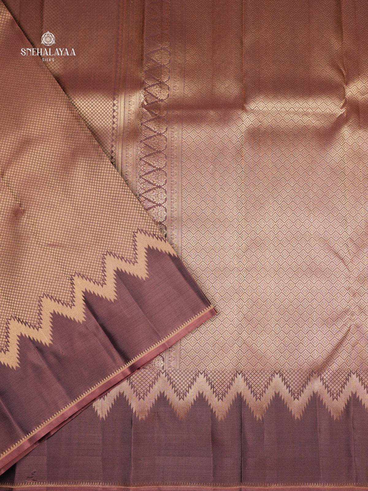 Golden Brown Kanjivaram Silk Saree