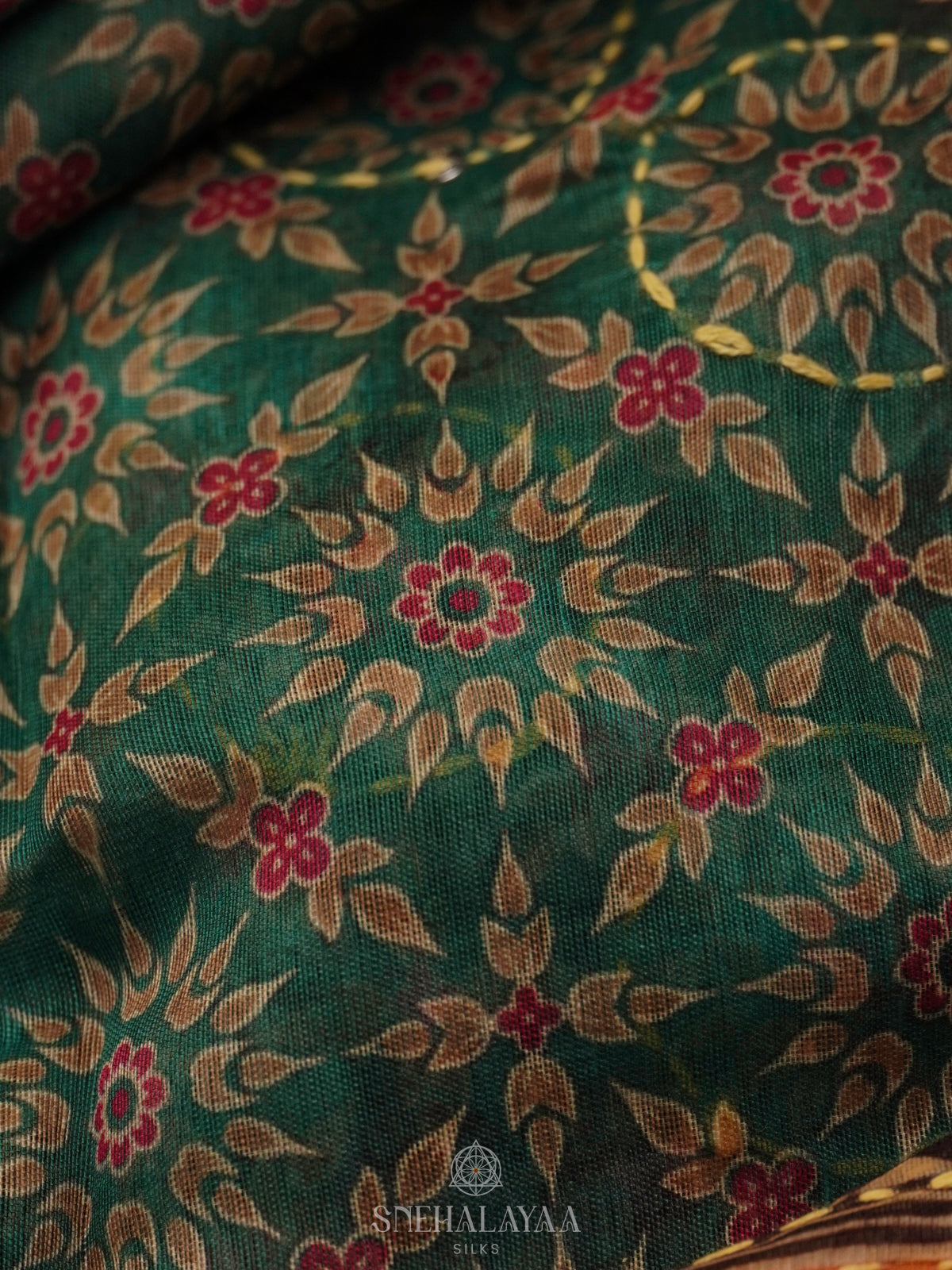 Green Embroidered Chanderi Saree