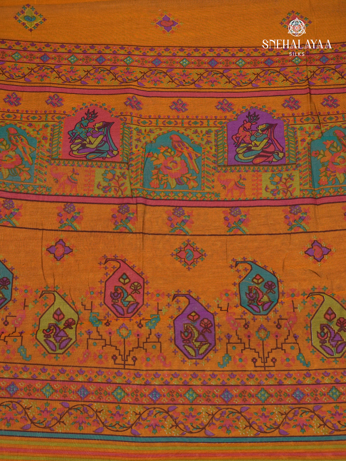 Rust Orange Chanderi Saree