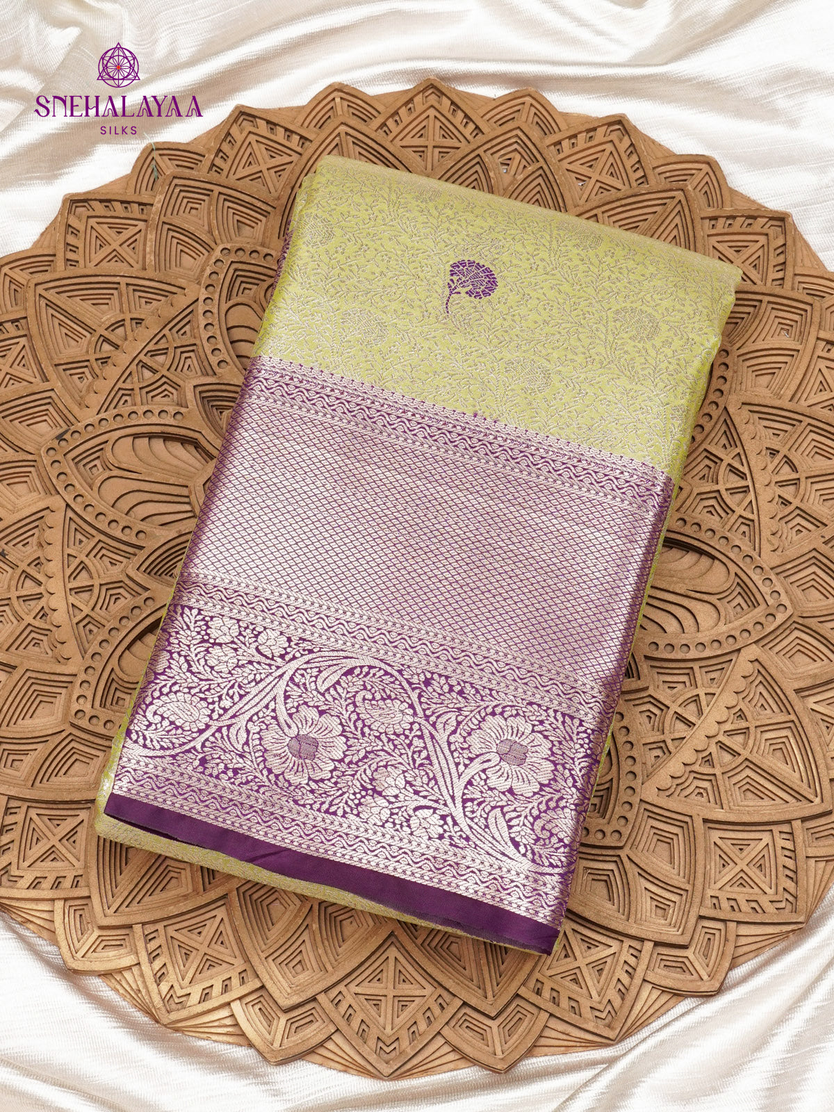 Chartreuse Green Art Silk Saree