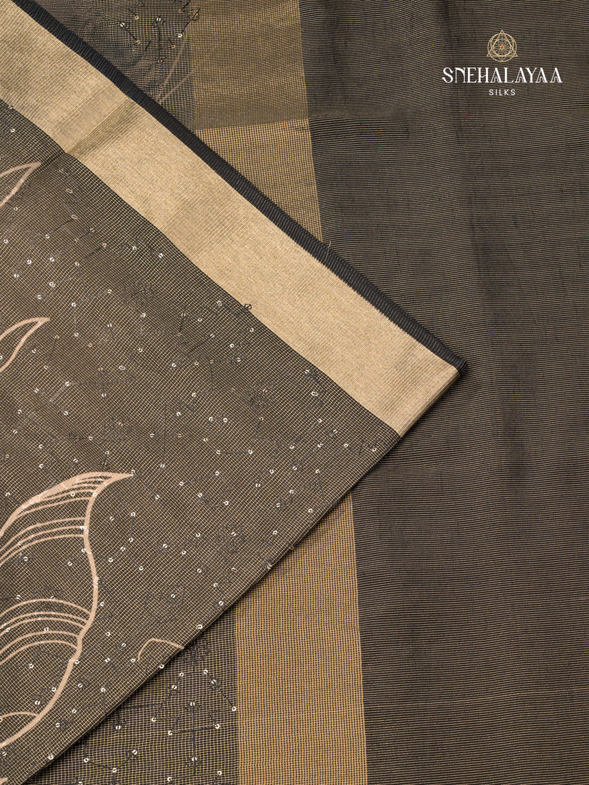 Black Dola Silk Embroidery Saree