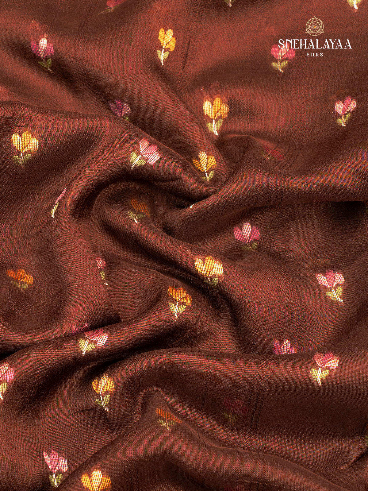 Brown Semi Banaras Silk Saree