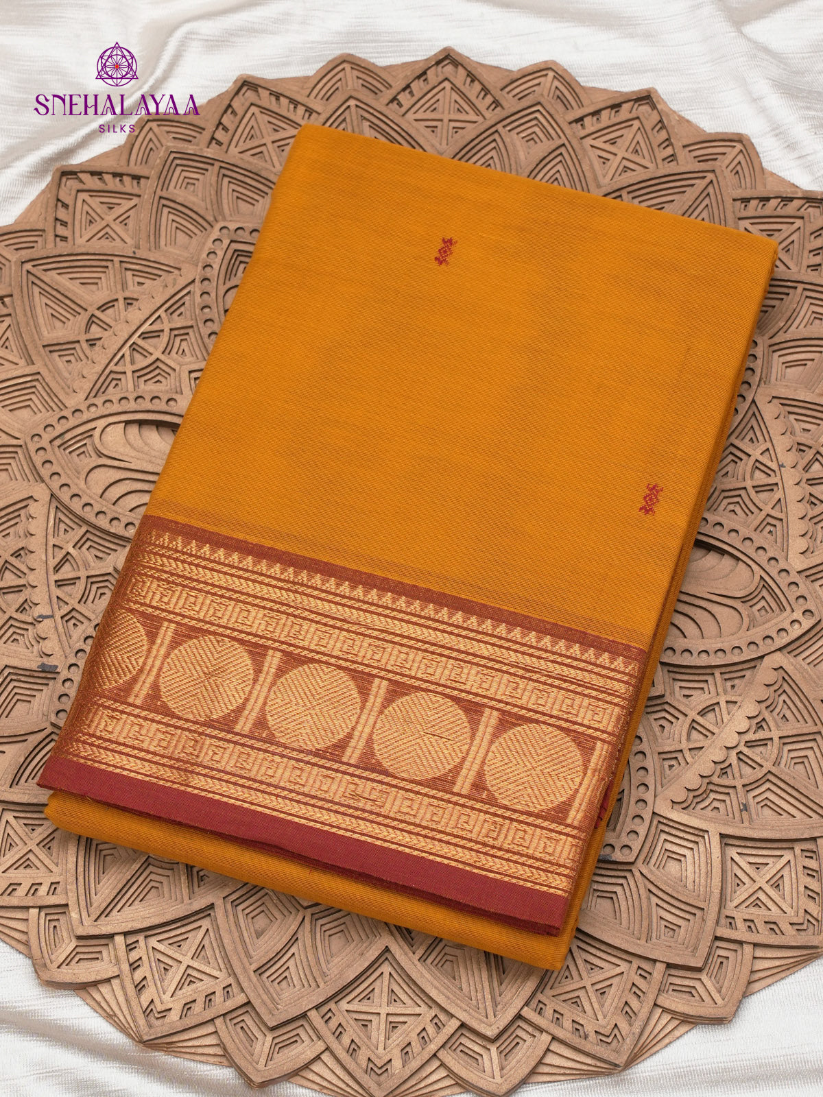 Mustard Yellow Chettinad Cotton Saree