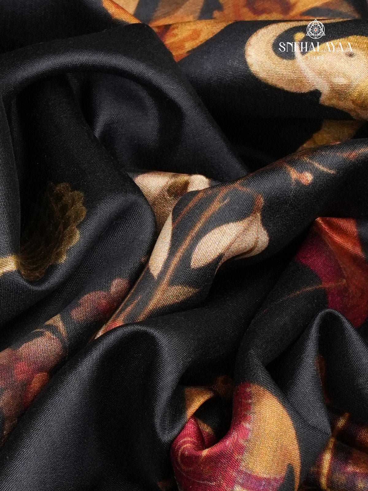 Black Chiniya Silk Saree