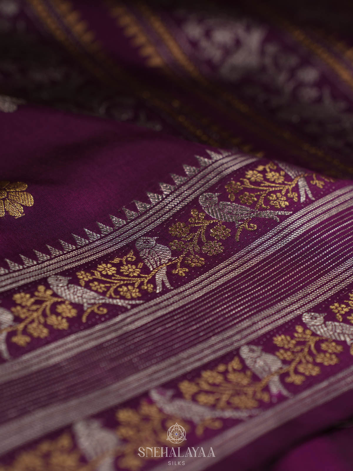 Burgundy Venkatagiri Silk Saree
