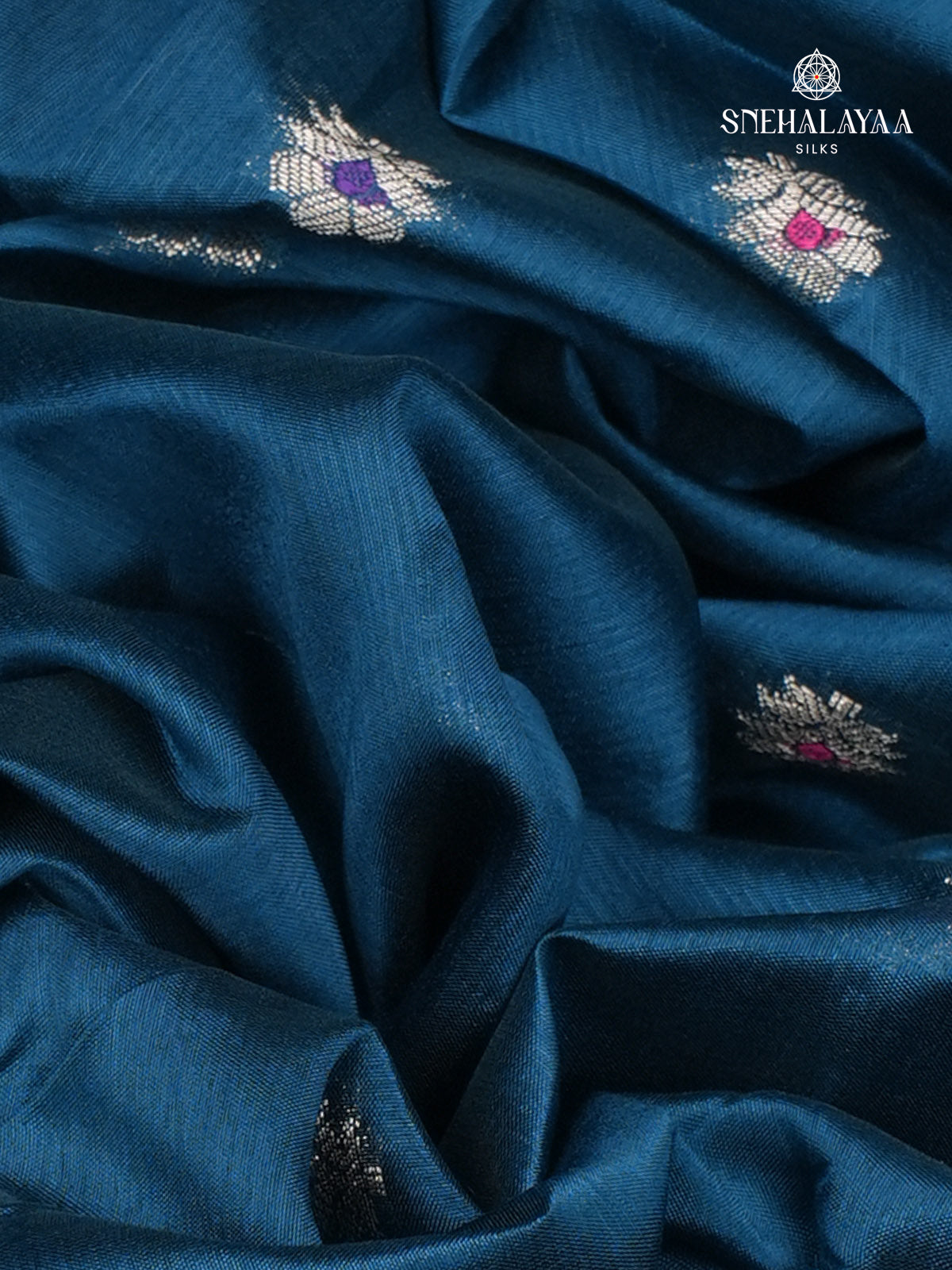 Peacock Blue Banaras Dupion Silk Saree