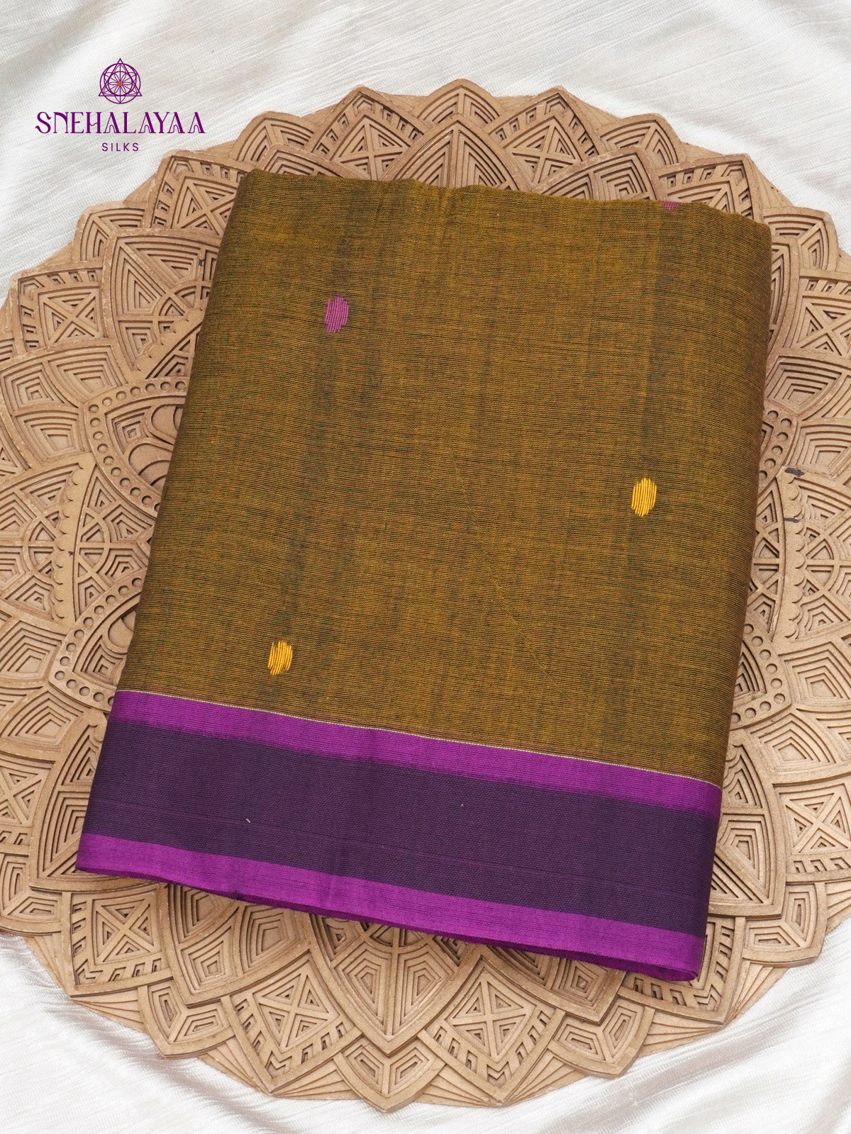Olive Green Sambalpuri Cotton Saree