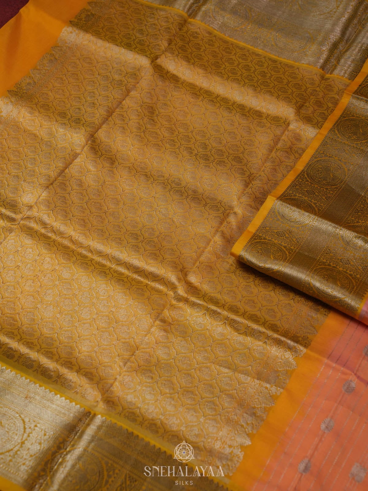 Peach Venkatagiri Silk Saree