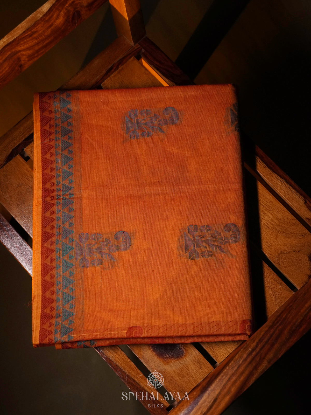 Orange Handloom Cotton Saree
