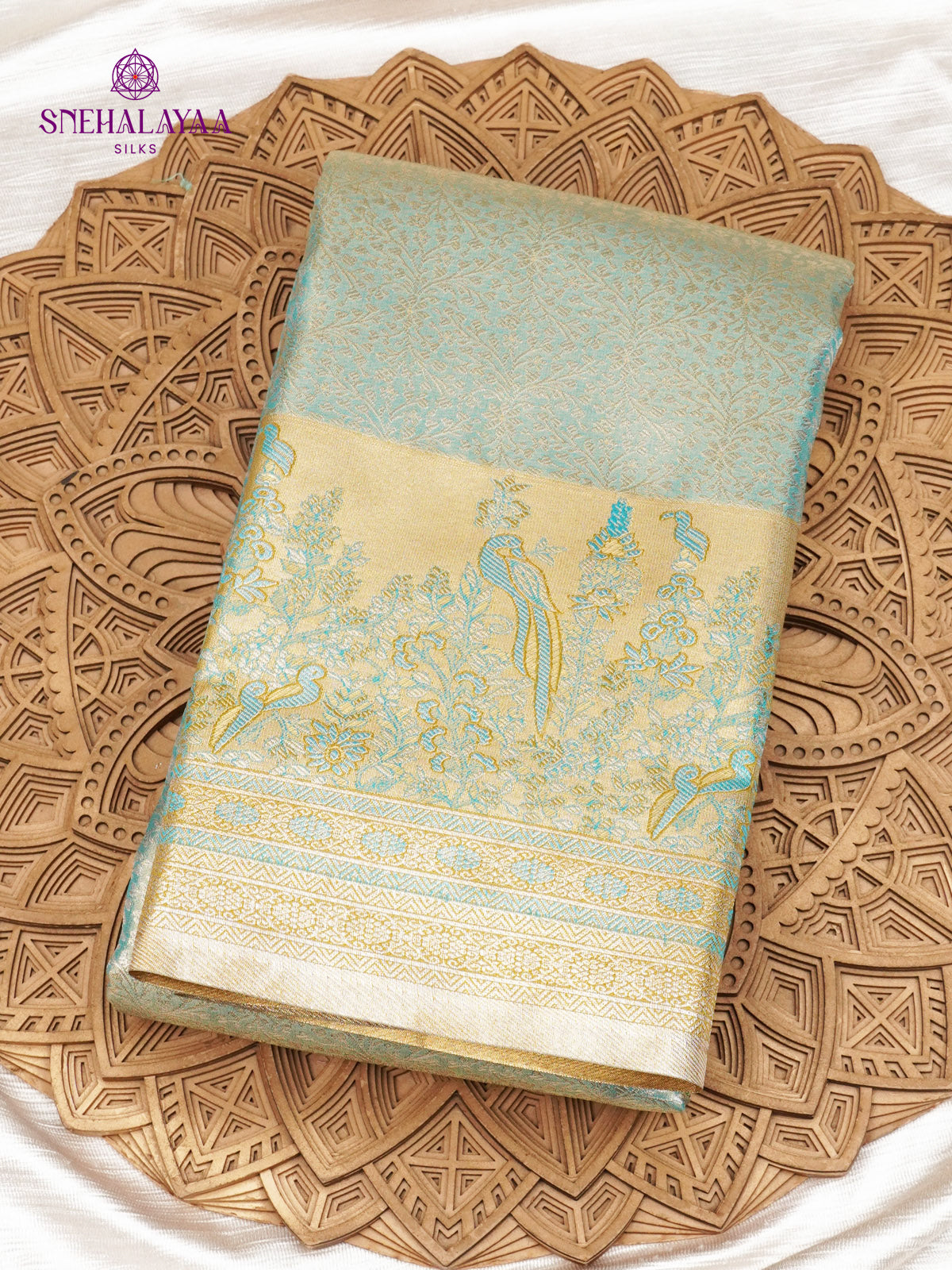 Teal Blue Art Silk Saree