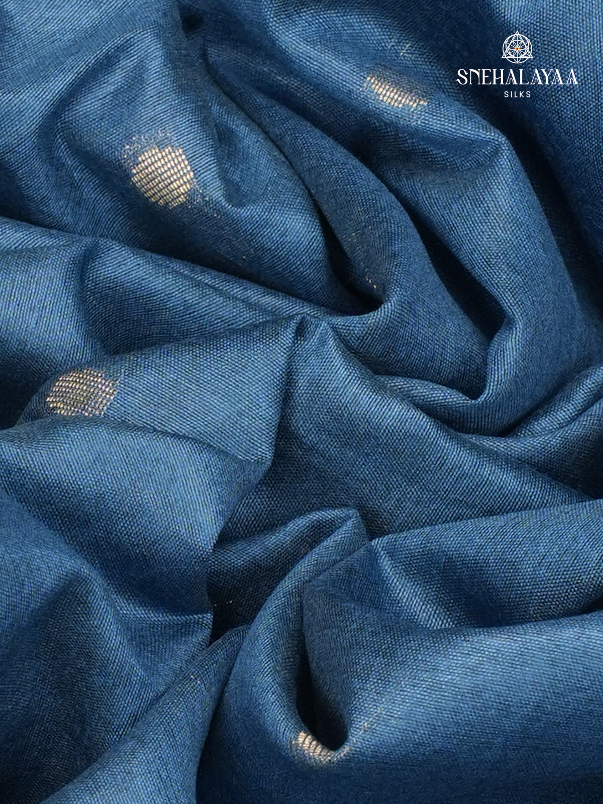 Teal Blue Bamboo Silk Saree