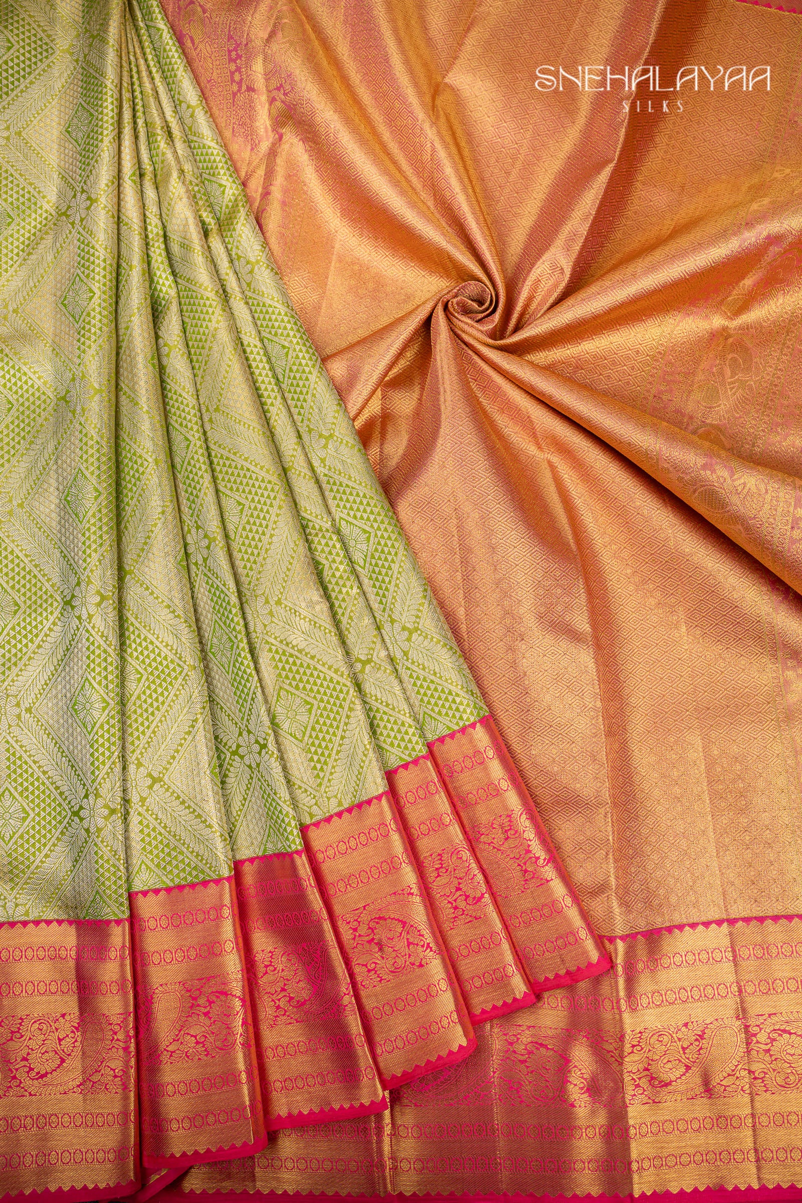 Pear Green Kancheevaram Silk Saree