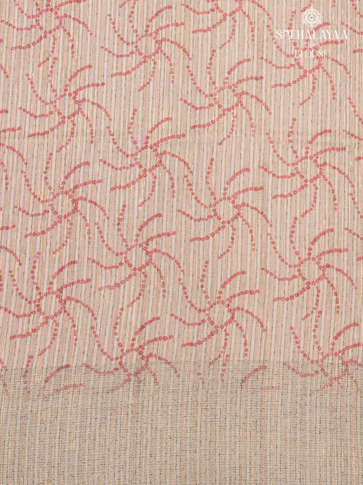 Rust Orange Printed Tussar Saree