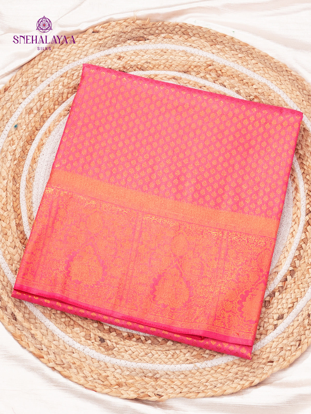 Peach Pink Soft Silk Saree