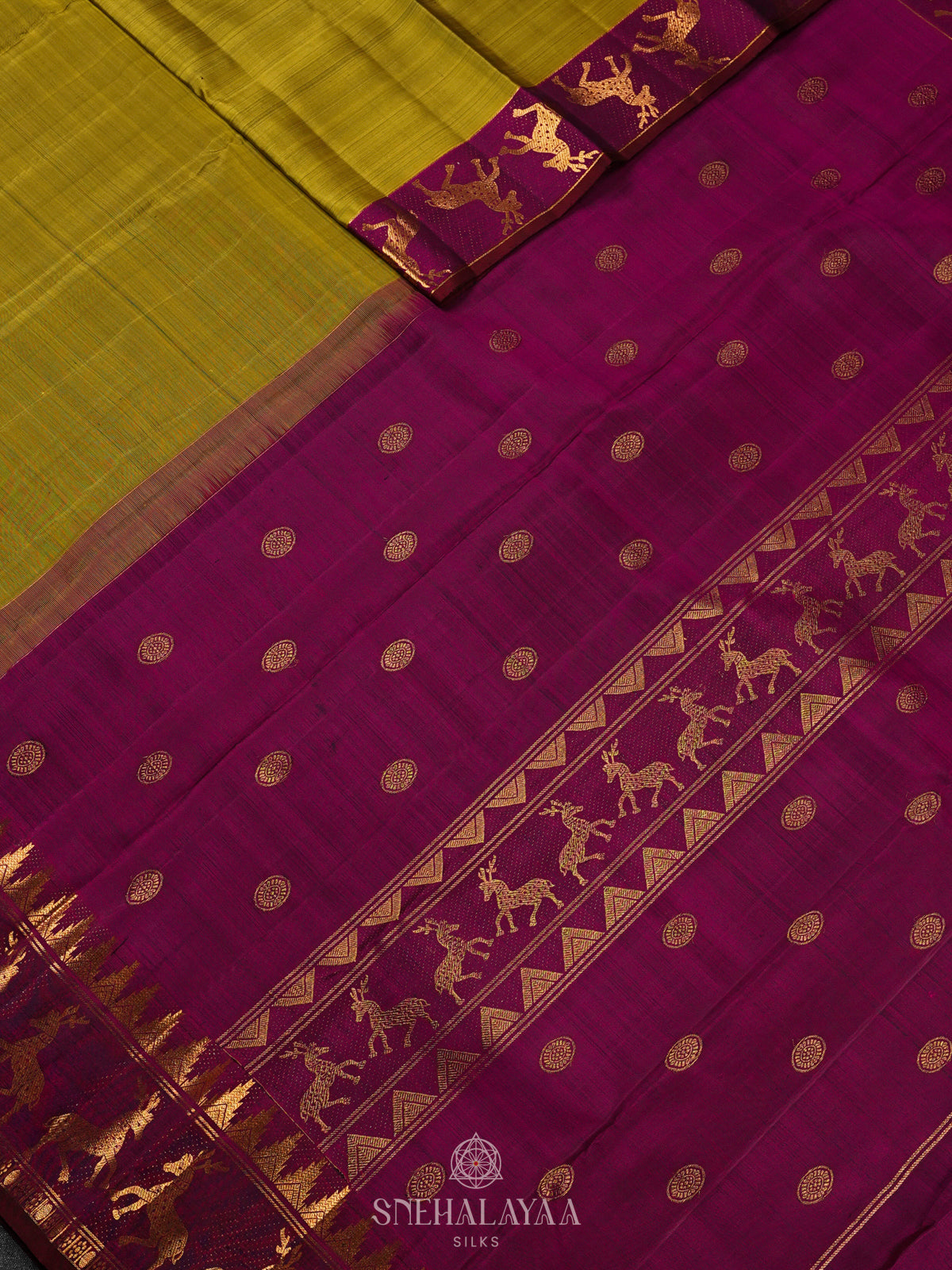 Lime Green Kanjivaram Silk Saree
